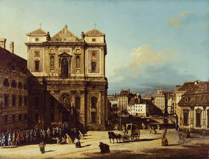 维也纳的Freyung，从西北看，c.1758 作者 贝尔纳多·贝洛托（Canaletto）